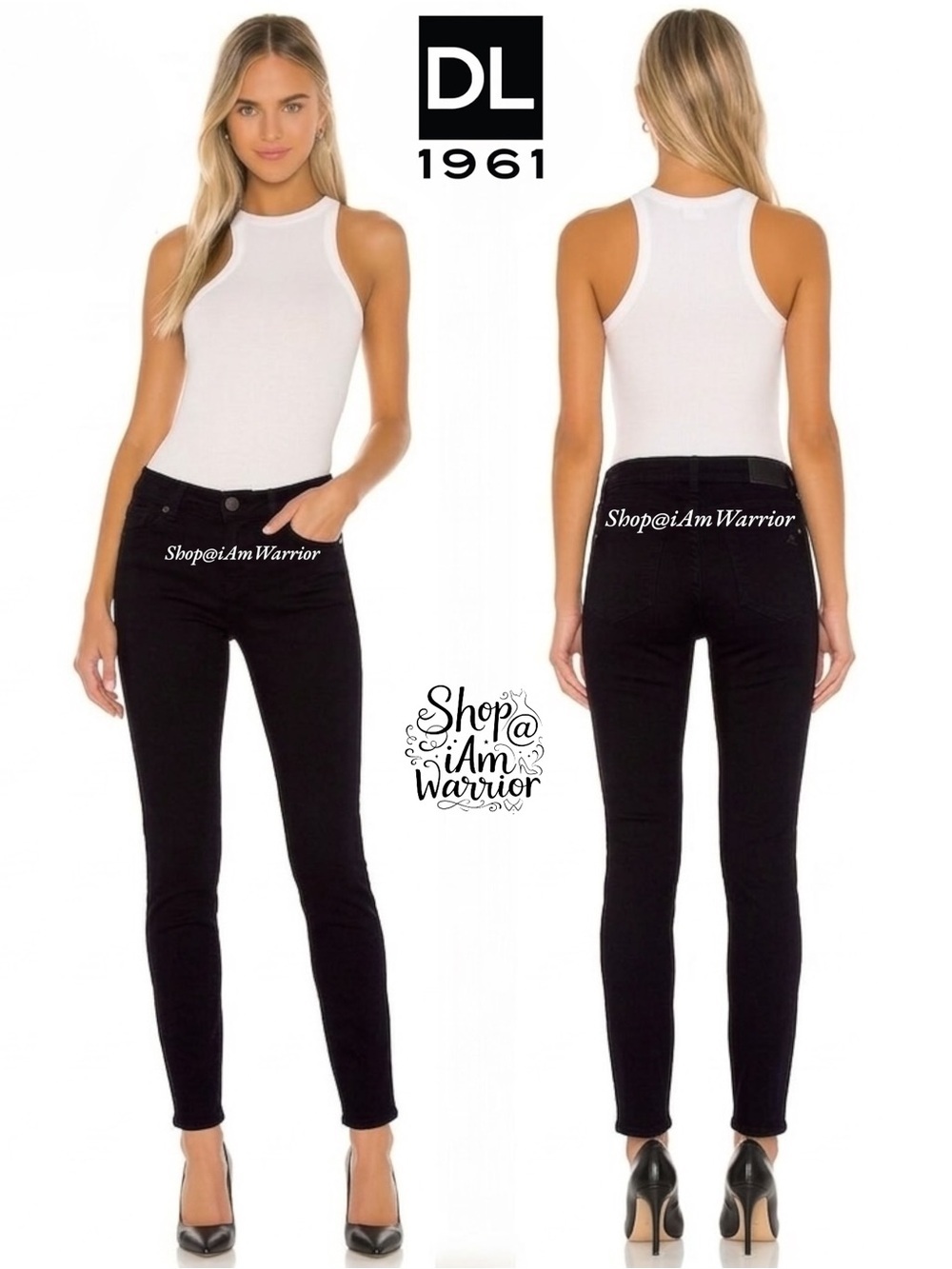 DL1961 Amanda Black Modal Blend Stretch Low Rise skinny jeans *shop@iamwarrior